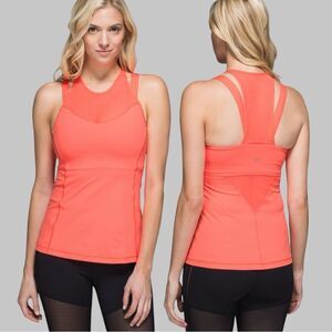 Lululemon Running In The City Tank Top Grapefruit Pink 8 Built-In Bra